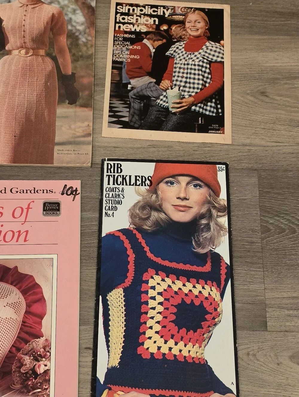 Vintage 70s Crochet Pattern Booklet Magazine Lot Golden Hands Magic Crochet Vest